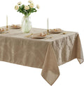 Newbridge Barcelona Luxury Damask Fabric Tablecloth, 70” Extra Wide x 168” Rectangle, Golden Beige, 100% Polyester, No Iron, Soil Resistant Dining Room, Party and Banquet Table Cover