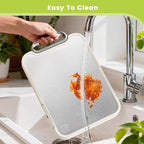 Titanium Cutting Board for Kitchen, Cutting Boards Non Toxic Double Sided Metal Pure Titanium and Wheat Straw PP Chopping Board Food Grade Easy to Clean Large Size 16"*10"*0.9"(White)