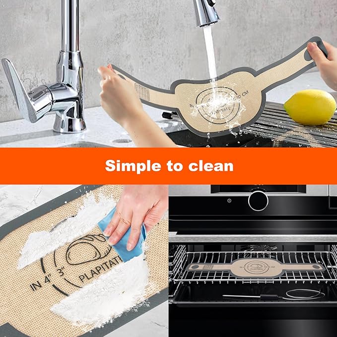 Silicone Bread Sling Dutch Oven Liner, Non-Stick & Easy Clean Reusable Oval Silicone Baking Mat with Long Handles, Easy to Transfer Sourdough - 2 Gray Set