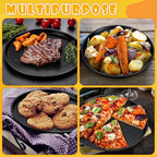 Pizza Pans 10.23/11.4/12.1 Inches Set of 3 Black Stainless Steel Non Stick Pizza Baking Pans Tray Round Serving Plate for Pie Cookie Cake Baking Grilling