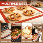 Silicone Baking Mat Set by PrettyCare (2 Half Sheet and 1 Quarter Sheet) Non Stick Cookie Baking Supplies for Bake Pans & Toaster Oven - Macaron/Pastry/Bun/Bread