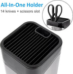 RedCall Kitchen Knife Holder,Stainless Steel Universal Knife Block for Kitchen Counter,Space-Saving Knife Storage Organizer Countertop,Knife Block Holder without Knives (Black)