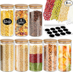 SLifeJars-32 oz Glass Jars with Bamboo Lids 8 pcs Glass Food Storage Containers with Airtight Bamboo Lids, Glass Canisters Stackable Kitchen Pantry bamboo lid for Coffee Beans, Rice, Sugar and More