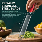Lemon Zester & Parmesan Cheese Grater - Premium Citrus Zester Graters For kitchen W Stainless Steel, For Chocolate, Garlic, Ginger, Nutmeg, Fruits, Vegetables - Bonus Cleaning Brush & Glove
