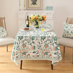 patdrea Designer Linen Green Small Cloth for Rectangle Table,Vintage Italian Floral Country Linen Tablecloth,Decor Cover for Kitchen Dining,Christmas,Thanksgiving,Tea Party,55"x71"-Tree Life