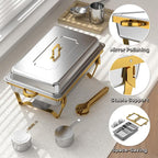 Chafing Dishes for Buffet 4 Pack(Full 1/2 1/3 Size Pan), 9QT Chafing Dish Buffet Set Stainless Steel Buffet Food Warmers Sets for Catering Events Parties Dinners,Gold and Silver