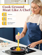 5-Curve Blade Meat Masher for Ground Beef, Heat Resistant Hamburger Chopper, Non-Stick Mix and Chop Kitchen Tool