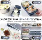 Silicone Freezer Tray with Lid Soup Freezer Container Molds with Steel Reinforced Rim Ice Cube Freezer Molds for Soup, Sauce, Leftovers, Homemade Meal Prep Containers Cooking Accessories