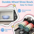Quatish 10 PCS Unbreakable Cereal Bowls,Dishwasher & Microwave Safe Wheat Straw Bowls, Easy-to-Clean Lightweight Snack & Soup Bowl,Multi-Color Portable for Picnics Plastic Bowls Set, Multi