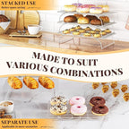 Cooling Racks for Cooking and Baking - 3 Tier Stackable Grid Wire Baking Rack for Oven Cooking, Baking, Grilling, Roasting - Dishwasher Safe Bacon Rack - Silver