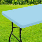 homing Rectangle Table Cloth Cover, Waterproof Polyester Elastic Fitted Tablecloth, Fits for 8 Foot Folding Tables, Washable Table Protector for Picnic, Camping, Outdoor (Light Blue, 30" x 96")
