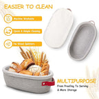 Banneton Bread Proofing Basket - Cotton Oval Banneton Basket Set of 2 Sourdough Proofing Baskets Round Proofing Bowls Handmade Rattan Baskets and Liners