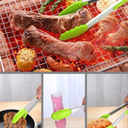 2-Pack of 9" (Small) & 12" (Large) Kitchen Tongs Set: Non-Stick Silicone-Stainless Steel Cooking Tongs, BPA Free, Heat Resistant (480°F) - Non-Slip Grip & Locking Metal Food Tongs (Green)