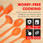 Chef Craft 7 Piece Silicone Kitchen Tool and Utensil Set, Orange (42078)