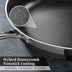 Innerwell Nonstick Frying Pans 8 Inch Hybrid Tri-Ply Stainless Steel Frying Pan Skillet Titanium Ceramic Nonstick Cooking Pan,PFAS/PFOA/PTFE Free,Compatible with All Cooktops