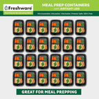 Freshware Meal Prep Containers [15 Pack] 1 Compartment Food Storage Containers with Lids, Bento Box, BPA Free, Stackable, Microwave/Dishwasher/Freezer Safe (28 oz)