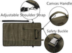 Denifiter Professional Chef's Knife Bag with Anti Cutting Fabric Inside, Heavy Duty 16oz Waxed Canvas, 10 Slots & 1 Large Zipper Pocket & Durable Handle(Army Green)