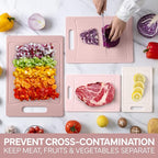COOK WITH COLOR Non-Slip Cutting Board Set – Kitchen Essentials with Easy Grip Handle for Meat, Veggies, and Fruits, 4 Cutting Boards, Pink
