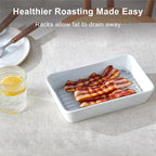 ONEMORE Baking Dishes for Oven, Large Casserole Dishes for Oven with Roasting Racks, Rectangular Ceramic Baking Dish Set of 3 for Cooking & Serving, Handleless Deep Dish Lasagna Pan (3QT/2.1QT/1.3QT)