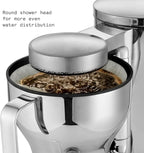 aarke Coffee Maker - Electric Drip Brewer with Automatic Drip-Stop, SCA-certified, Stainless Steel with 10 Cup/ 42 fl oz, Glass Carafe, Brews Full Pot in Under 6 Minutes