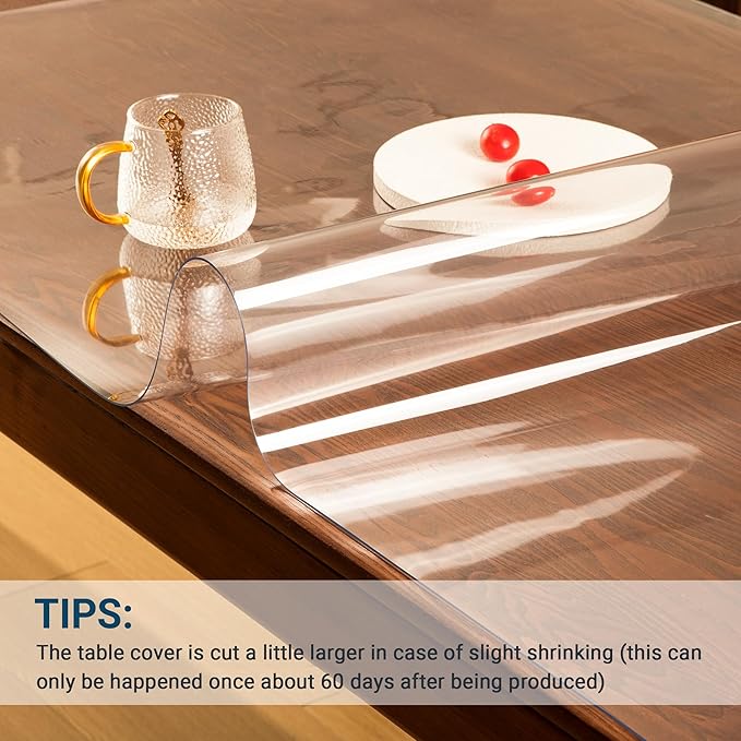 Clear Table Cover Protector Rectangle 42 x 96 Inch, 1.5mm Transparent Plastic Table Protector Waterproof, Anti-Scratch Clear Desk Mat for Office Desktop Dresser Dining Table, FDA Compliant