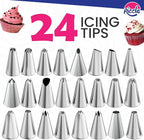 Riccle 88 pcs Cake Decorating Kit with Blue Cake Turntable - Includes 50 Disposable + 2 Reusable Piping Bags and Tips Set, 24 Icing Piping Tips, 2 Spatulas, 3 Icing Comb Scraper (Black)