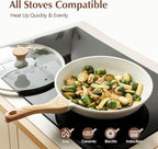 SENSARTE Nonstick Ceramic Frying Pan Skillet with Lid, 12.5 Inch Omelet Pan, Healthy Non Toxic Chefs Pan, Induction Compatible Egg Pan with Heat Resistant Handle, Free of Intentionally Added PFAS/PTFE