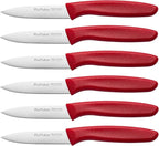 Paring Knife Fruit Knife Set (6 Pieces), Ultra Sharp Stainless Steel Vegetable and Fruit Knife with PP Plastic Ergonomic Handle for Cutting Fruits and Vegetables,Red