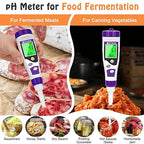 Food pH Meter, Digital pH Meter for Food Fermentation Canning Cooking, Smart Sourdough pH Tester for Bread Cheese Sauces, Measure pH in Water, Brewing, Meat, Sausages, Pickles, Sushi Rice