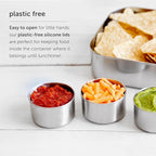 LunchBots 2.5 oz Stainless Steel Dressing Container for Condiments, Dips, Snacks, Dipping Sauce Cups with Silicone Lid, Fits in Lunch Bags and Bento Boxes - Set of 2 (Blue)