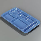Carlisle FoodService Products Plastic Meal Tray Righ-Handed Heavyweight Lunch Tray with 6-Compartments for Schools, Cafeterias, and Dining Halls, Melamine, 15 x 9 Inches, Sandshade, (Pack of 12)