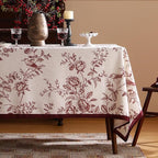 ISAENNE Designer Vintage Linen Rectangular Tablecloth,Red Floral Pattern Linen Stain Resistant Table Cloth,Decor Tablecloths for Dining Thanksgiving Kitchen Tea Party,55"*87"-Harmony