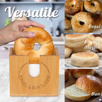 Large Adjustable Bagel Slicer Holder | Bamboo Bagel Cutting Holder with Width-Adjustable Slots for Small & Large Bagels, Buns & English Muffins, Knife Groove & Non-Slip Base