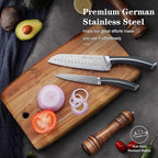Harriet Knife Set - 7 Pieces Kitchen Knife Set with Cutting Board & Sharpener, High-Carbon Stainless Steel Knife Block Set, Chef Knife Set with Acacia Wood Knife Block