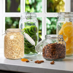 Clear Food Storage Jars 50oz Square, Airtight Glass Canister with Lids Set of 3, Kitchen & Pantry Organization Food Storage Container for Canning, Sugar, Flour, Candy, Cereal, Coffee
