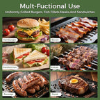 Cast Iron Smash Burger Press,Grill Bacon Meat Press Tool,Perfect for Blackstone, Camp Chef, Weber Grills & Indoor Griddles – BBQ & Cookout Must-Have (Rectangle -Grooved)