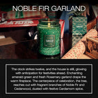 Voluspa Noble Fir Garland, Large Candle Jar, 18oz, Coconut Wax Blend, Christmas Scented Candles for Home, 100 Hour Burn Time, Poured in the USA