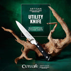 Cutluxe Kitchen Utility Knife, 5.5" Paring Kitchen Knife – Razor Sharp Blade, High Carbon German Steel, Full Tang Ergonomic Handle Design – Artisan Series