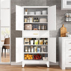 71" Tall Pantry Storage Cabinet with Drawer and Adjustable Shelves, Freestanding Tall Kitchen Cupboard Storage Cabinet for Kitchen,Dining Room, Living Room, White