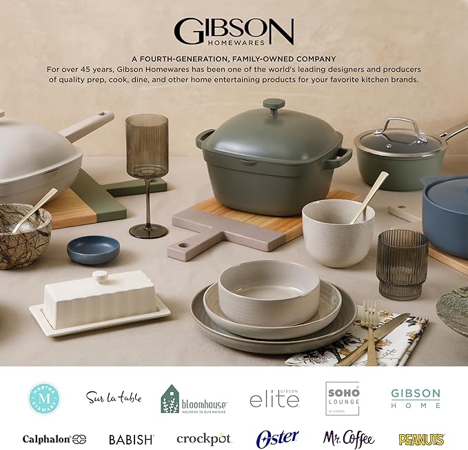 Gibson Home Hazeltine 16-Piece White Stoneware Dinnerware Set – Plates and Bowls, Durable Ceramic Kitchen Dinner Set