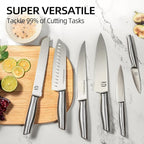Kitchen Knife Set with Block 17 Pcs, Knife Block Set, Japanese High Carbon Stainless Steel Knives Set for Kitchen with Sharpener, Razor Sharp Premium Block Knife Sets