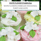 Global Sugar Art Blossoms and Leaves Edible Sugar Cake & Cupcake Flowers, White, Small Unwired, 24 Count with Leaves by Chef Alan Tetreault