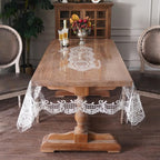 Rectangle Waterproof Clear Table Cover Protector Vinyl Table Cloth Oil Spill Proof Wipe Clean Lace Plastic Tablecloths for Dining Tables (White, 60 x 120 Inches)