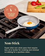Caraway Mini Cookware Set - Non-Stick Ceramic Fry Pan (1.05 qt, 8") & Sauce Pan (1.75 qt) - Non Toxic, PTFE & PFOA Free - Oven Safe & Stovetop Agnostic (Gas, Electric & Induction) - Marigold