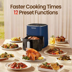 TOPZEE Air Fryer 12-in-1, Compact & Large 5.5-Qt Airfryer, 100-400℉ Precise Heat, 360°Hot Air Circulation, 95% Less Oil, Quick Easy Meals, Bake, Dry, Reheat, Frozen, Broil, Proof