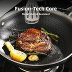 DELUXE Hybrid Ceramic Nonstick 12-Inch Fry Pan with Tempered Glass Lid, Skillet with Stay-Cool Handles, Dishwasher&Oven Safe, PFOA Free Compatible with All Cooktops