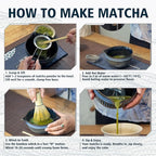 7pcs Matcha Whisk Set with 18oz Spout Bowl, Japanese Tea Ceremony Kit, Natural Bamboo Whisk Scoop, Ceramic Holder Sifter Towel, Best Gift for Beginners and Matcha Lovers