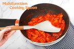 Large Silicone Kitchen Utensils Set, 6 PCS Nonstick Cooking Utensils Set with Wooden Handle, Heat Resistant and BPA Free Silicone Utensil Spatula Set for Cooking with Turner, Spoon and Ladle(White)