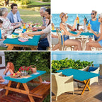 homing Rectangle Table Cloth Cover, Waterproof Polyester Elastic Fitted Tablecloth, Fits for 6 Foot Folding Tables, Washable Table Protector for Picnic, Camping, Outdoor (Teal, 30" x 72")