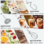 Milk Frother Handheld Rechargeable with Stand, Frother Wand Drink Mixer Electric Whisk for Coffee, Detachable With 3 Stainless Whisks, Hand Mixer for Lattes, Cappuccino, Matcha, Egg, Black
